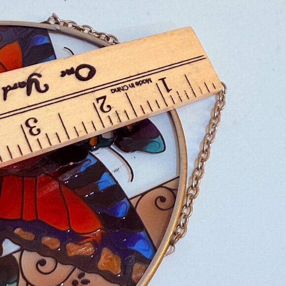 Butterfly Stained Suncatcher Decorative Window Art Oval Hanging VTG Home Swirl - Picture 8 of 12